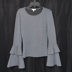 Gray top with bell sleeve details